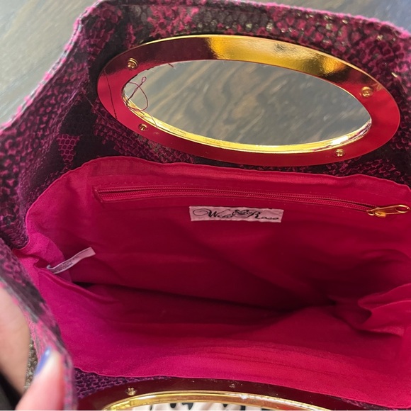 Wild Rose Purple Snakeskin Faux Leather Clutch - Picture 3 of 3